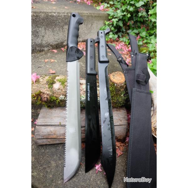 Lot de 3 Machette Bowies Lame Acier 3Cr13 Manche ABS Etui LOT POUR REVENDEURS Survie Outlast Alaska