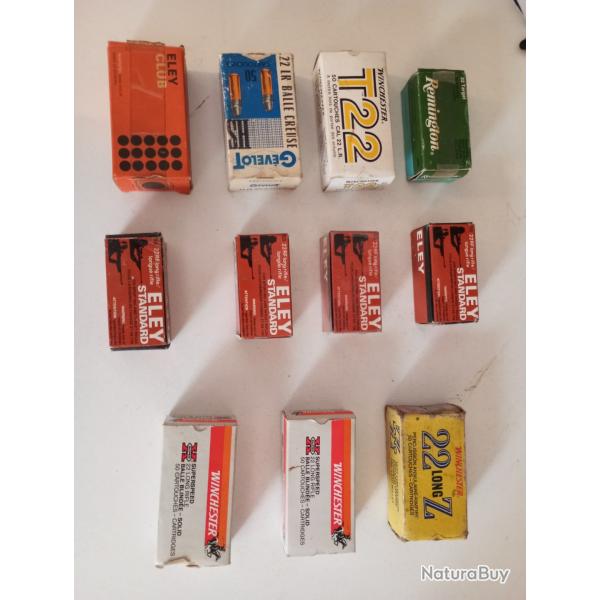 Lot de botes et balles 22lr anciennes
