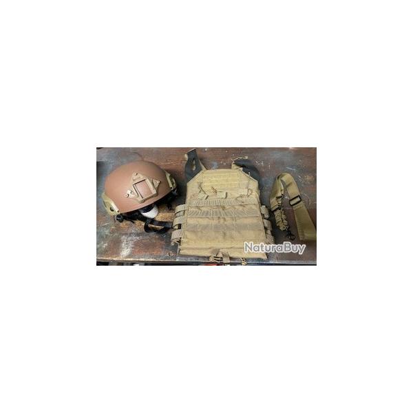 Protections Airsoft : Gilet + casque tat neuf