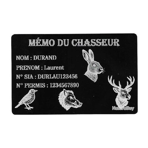 Mmo Chasseur en aluminium grav au laser (Recto)
