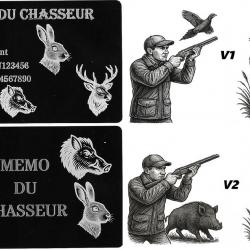 Mémo Chasseur en aluminium gravé au laser (Recto / Verso)