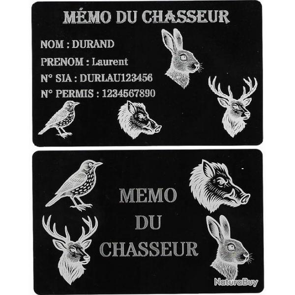 Mmo Chasseur en aluminium grav au laser (Recto / Verso)