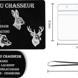 Mémo Chasseur + Porté clé TAG militaire en aluminium gravé au laser (Recto) + Porte badge tour