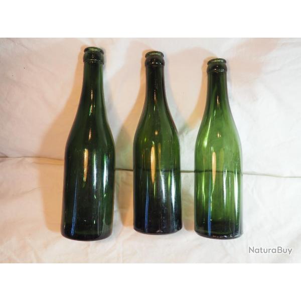 WEHRMACHT - lot de 3 Bouteilles allemandes bire verre - en provenance Normandie 1944
