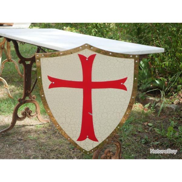 Bouclier en mtal d'un chevalier TEMPLIER - ref EBR24BOU001