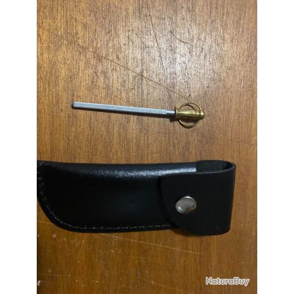 KIT ENTRETIEN  ETUI CUIR  PLAT  POUR COTEAU LAGUIOLE 10 CM  3