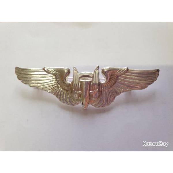 Insigne mtal brevet pilote  7,6cm   en reproduction  A25 1