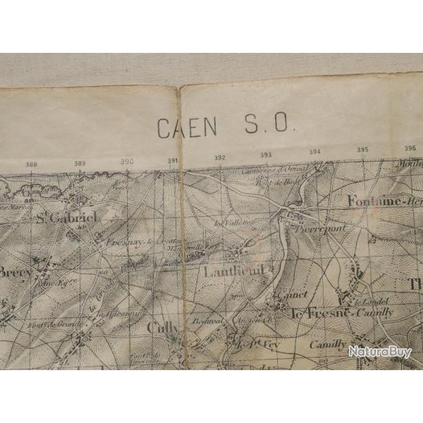 carte CAEN tat-major modle 1889 seconde guerre mondiale provenance NORMANDIE 1944