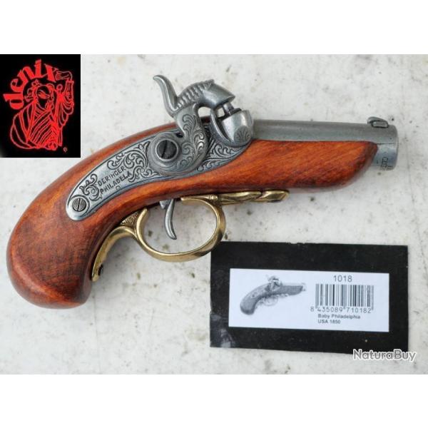 DENIX - Pistolet Derringer baby Philadelphia  percussion chemine - ref EBR24DER003