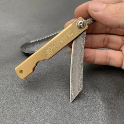 Mini couteau pliant japonais Higonokami - Acier damas VG10