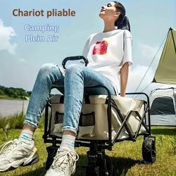 Chariot de transport pliable Multifonctionnel Robuste avec Roues Tout-Terrain