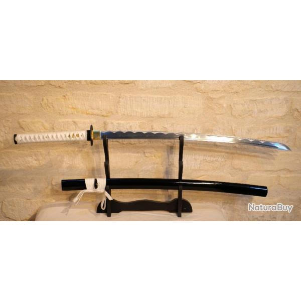 REPRODUCTION - Sabre japonais poigne blanche lame aiguise bonne qualit ref EBR24JAP012