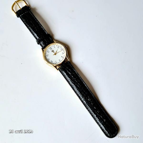Montre homme ou femme  LIP classique cuir mtal dor quartz, montre neuve
