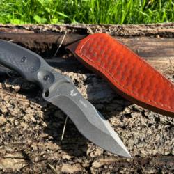 Couteau ultra robuste pierre lavé acier D2 enchère