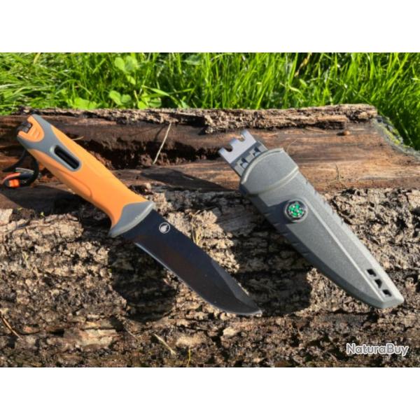 Couteau outdoor/peche kydex orange enchre