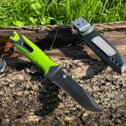 Couteau outdoor/peche kydex vert enchère