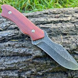 couteau droit lame pierre volcanique 22cm enchère
