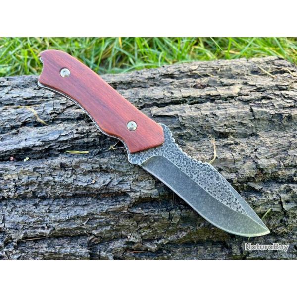 couteau droit lame pierre volcanique 22cm enchre
