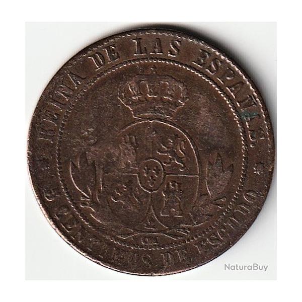 Pice de Monnaie Espagne 5 centimos de escudo Isabelle II 1868