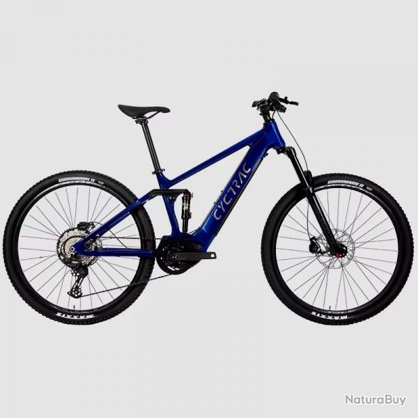 VTT ELECTRIQUE BLEU SUSPENSION COMPLETE CADRE FIBRE DE CARBONE BATTERIE 250W SHIMANO