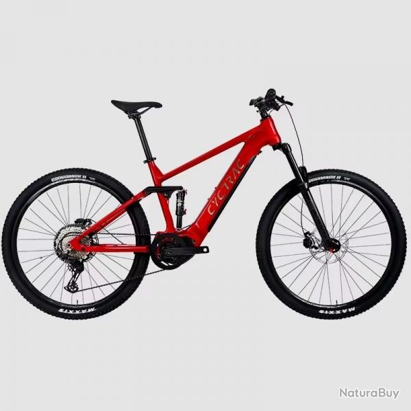 VTT ELECTRIQUE ROUGE SUSPENSION COMPLETE CADRE FIBRE DE CARBONE BATTERIE 250W SHIMANO