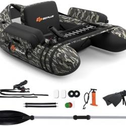 Bateau Pêche Gonflable, Float Tube Tissu Polyester avec Support de Canne Peches