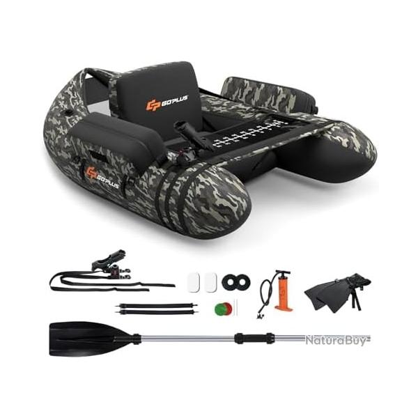 Bateau Pche Gonflable, Float Tube Tissu Polyester avec Support de Canne Peches