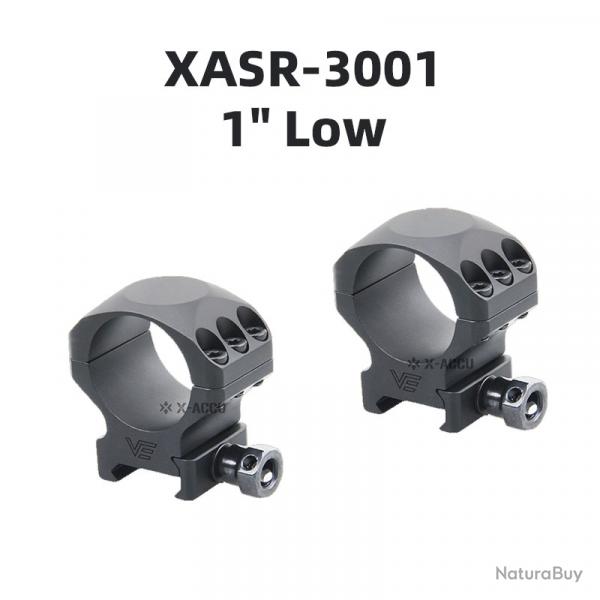 Anneaux de lunette de vise Picatinny  profil bas 30mm X-Accu 1'' -** XASR-3001 LIVRAISON GRATUITE