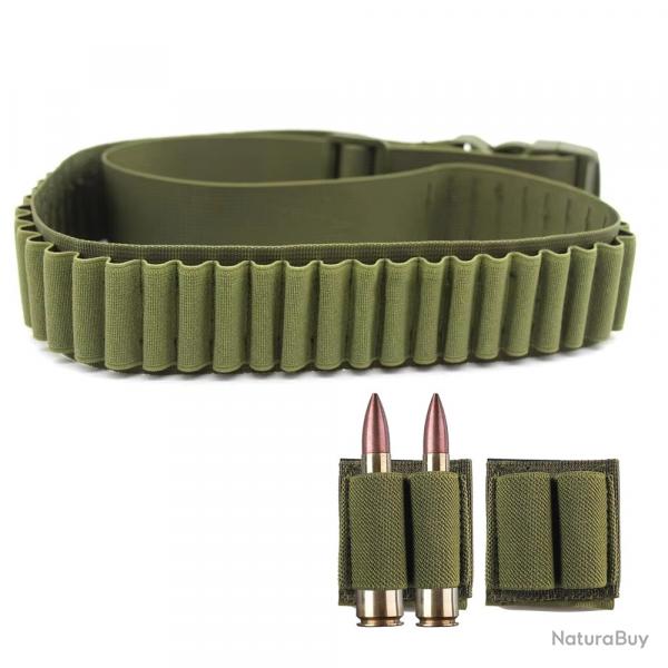 CARTOUCHIRE 50 EMPLACEMENTS + 2 PATCHS PORTE MUNITIONS - VERT - LIVRAISON GRATUITE