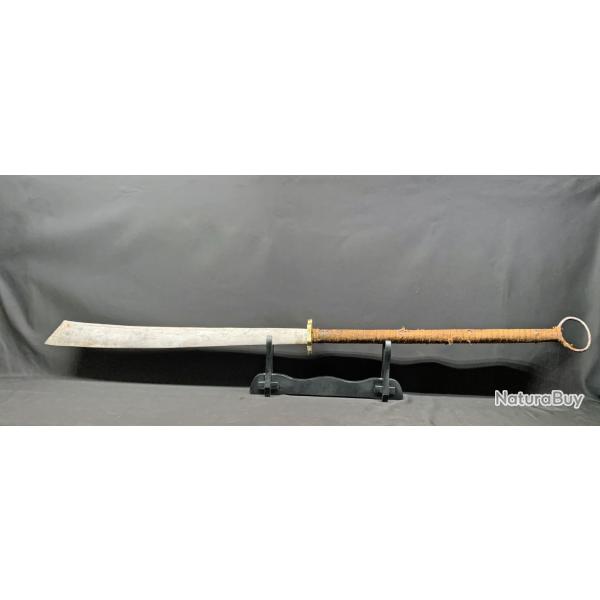 ANCIEN ET IMPOSANT SABRE D'EXECUTION D'ASIE, XVIII ET XIX, MARQUAGE LAME CHINOIS, TOP PIECE