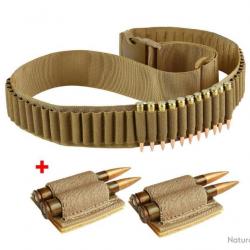 CARTOUCHIÈRE 50 EMPLACEMENTS + 2 PATCHS PORTE MUNITIONS - KAKI - LIVRAISON GRATUITE