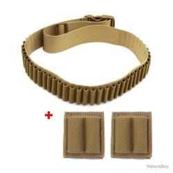 CARTOUCHIÈRE 50 EMPLACEMENTS + 2 PATCHS PORTE MUNITIONS - KAKI - LIVRAISON GRATUITE