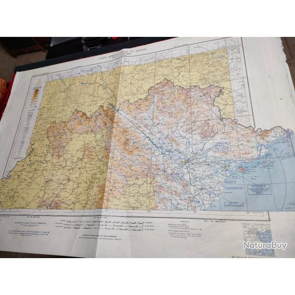 LOT DE 5 CARTES AERONAUTIQUES INDOCHINE 1952