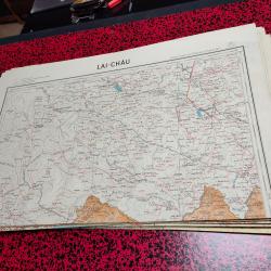 LOT DE 23 CARTES ROUTIERES GUERRE D' INDOCHINE , DIEN BIEN PHU