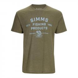 Tee shirt SIMMS Stacked Logo Bass T Shirt Military Heather