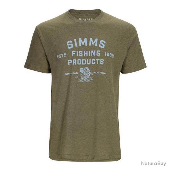 Tee shirt SIMMS Stacked Logo Bass T Shirt Military Heather