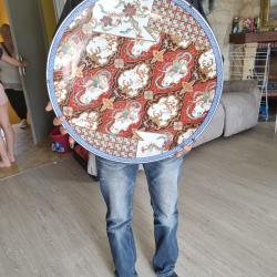 Ennorme plat porcelaine imari japon meiji signé 60 cm