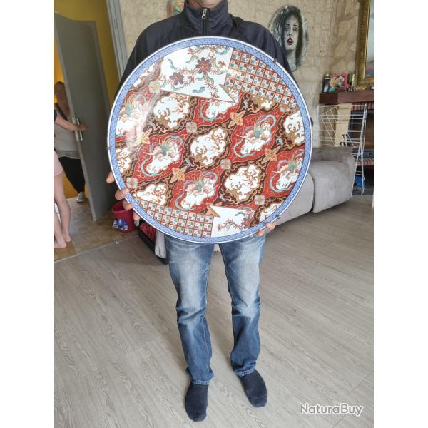 Ennorme plat porcelaine imari japon meiji sign 60 cm