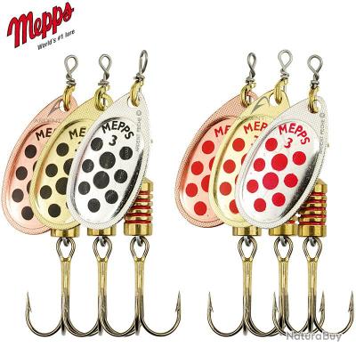 Cuillers à Pêche Mepps Aglia N°2 - 2 Pièces Argent Points Rouges 4.5g (pour Carnassiers)