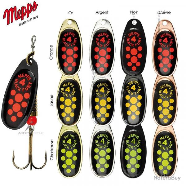 Cuiller MEPPS black furry n2 x1 noir points chartreuse