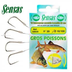 Hameçon coup SENSAS Montés Gros poissons H20 Ø 0.10mm