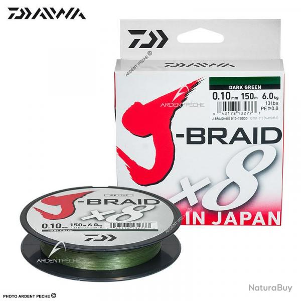 Tresse DAIWA J Braid X8 verte 300m  0.20mm (PE2)