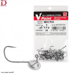 Tête plombée DRAGON Micro x20 2.5g H2