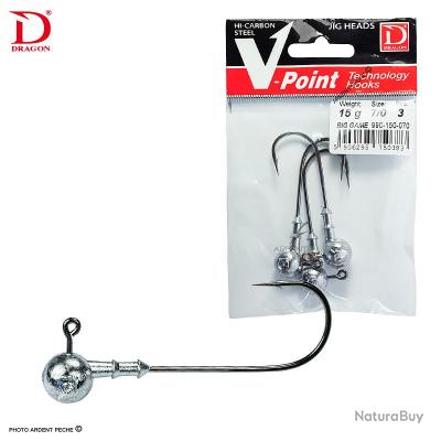 Têtes Plombées Dragon V-Point Aggressor #4/0 - Lot De 3 Pièces, Poids 3g à 20g, Pour Pêche Aux Leurres