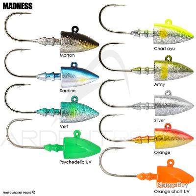 Madness Tête Plombée Bakuree Head - 24g - Hameçon No.4/0 - Couleur Chart Ayu - Pour Pêche Sportive