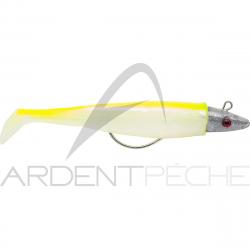 Leurre souple DELALANDE Swat shad 7cm 5g x1 108 Blanc nacré dos jaune fluo