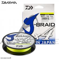 Tresse DAIWA J Braid X4 jaune 135m Ø 0.21mm (PE2.5)