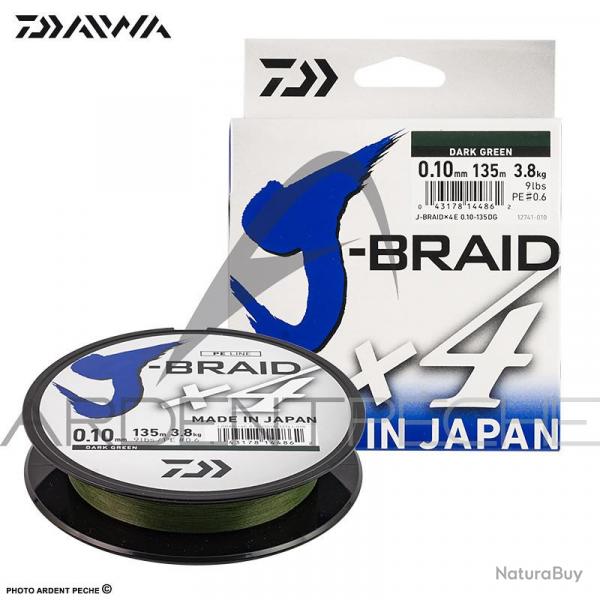 Tresse DAIWA J Braid X4 verte 135m  0.21mm (PE2)