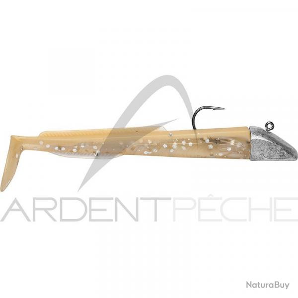 Leurre souple POWERLINE Sand eel mont 13cm 35g Marron pale/Ventre translucide paillet