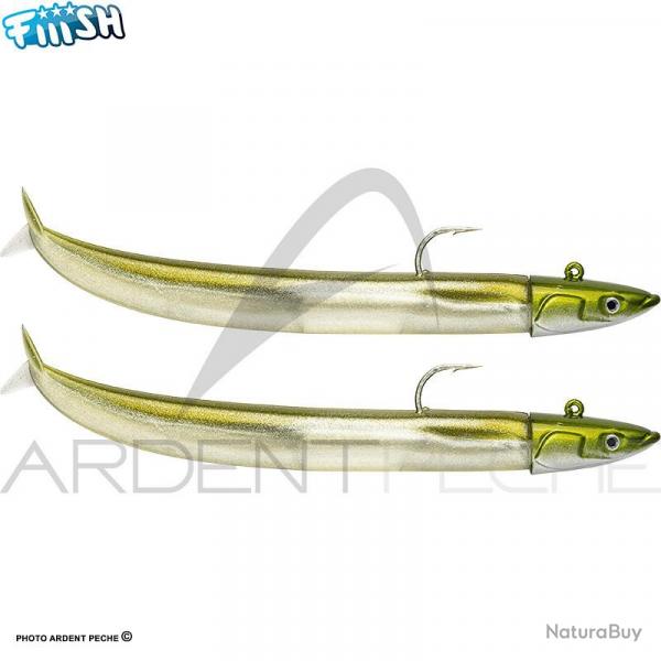 Leurre souple FIIISH Crazy sand eel Double combo 180 180 - Off shore / 35g / Kaki - CSE529